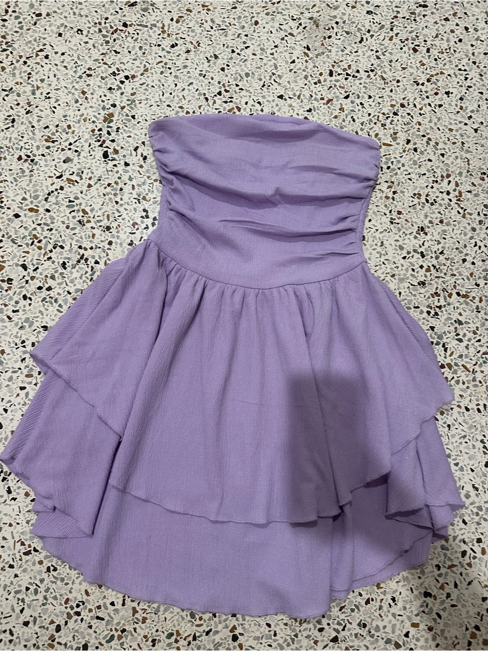 Amazon Strapless Lavender Ruffled Party Dress